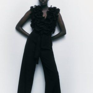 BELTED RUFFLED JUMPSUIT